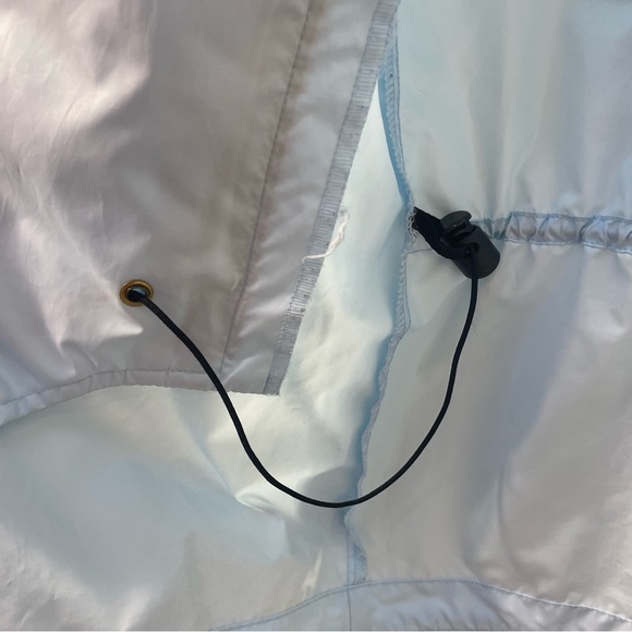 Vintage Nike Cinched Waist Light Blue Windbreaker Jacket with Hood Medium - Picture 8 of 14